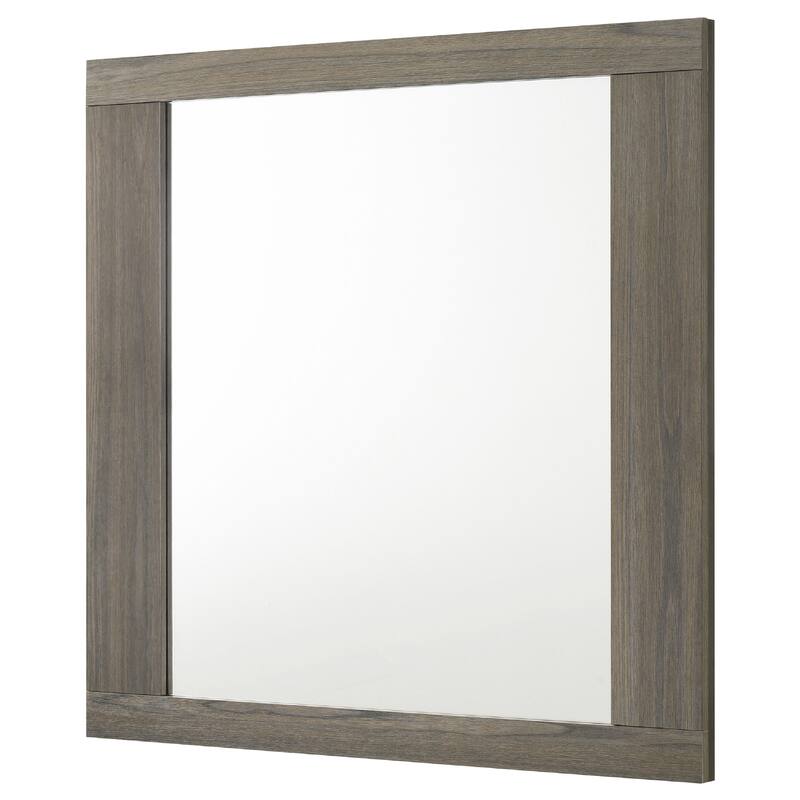 Fene Rectangular Dresser Mirror, Flat Glass, 38 Inch Gray Oak Melamine - Gray Oak