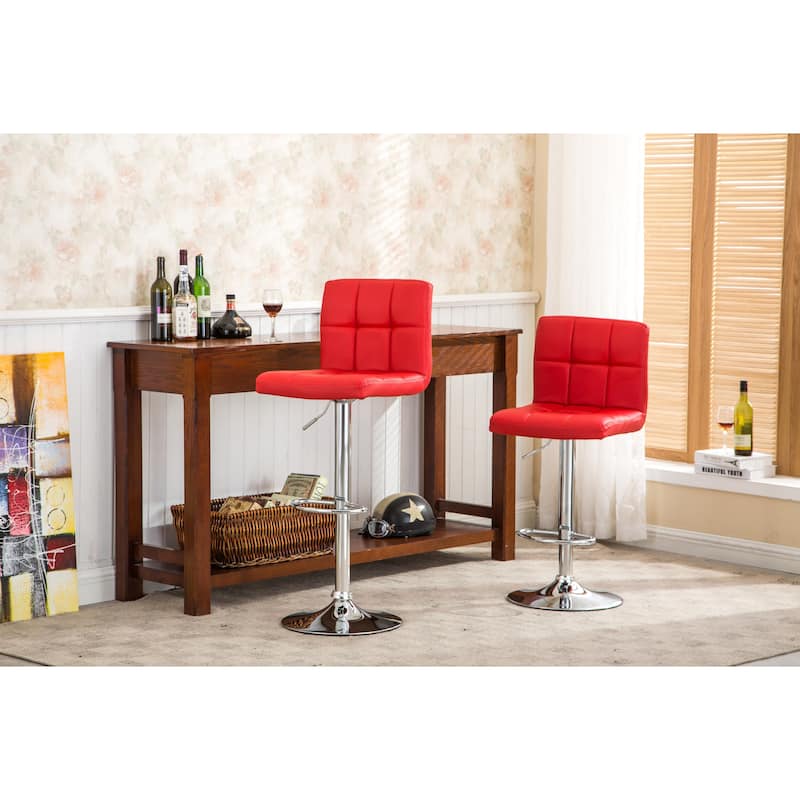 Adjustable Hydraulic Swivel Bar Stool Set of 2, Counter Height Faux Leather Bar Chair for Kitchen Island, Dining Room