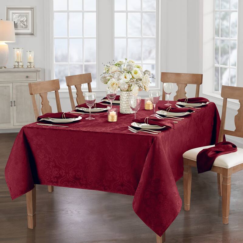 Caiden Elegance Damask Tablecloth - 52"x52" - Cranberry