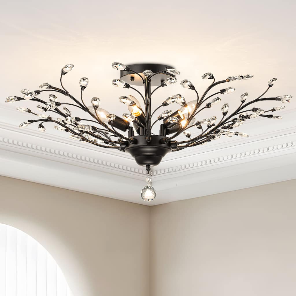 Starsky 5-Light Vintage Crystal Branch Semi-Flush Mount