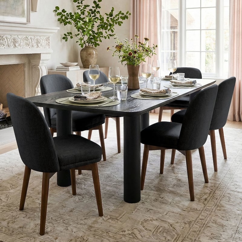 Modern Parsons Dining Chairs with Solid Wood Legs