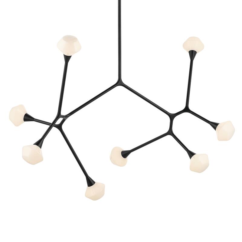 Cassius 61.25 Inch 8 Light Convertible Chandelier with Opal Glass in Black