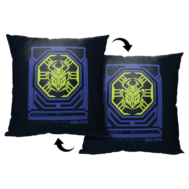 Warner Brothers Blue Beetle Biotech Scarab 18 Inch Throw Pillow