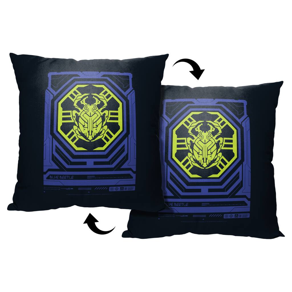 Warner Brothers Blue Beetle Biotech Scarab 18 Inch Throw Pillow