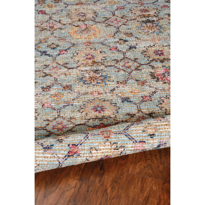 The Curated Nomad Lamartine Hand-woven Jute Floral Medallion Area Rug - 27" x 45" - Spa