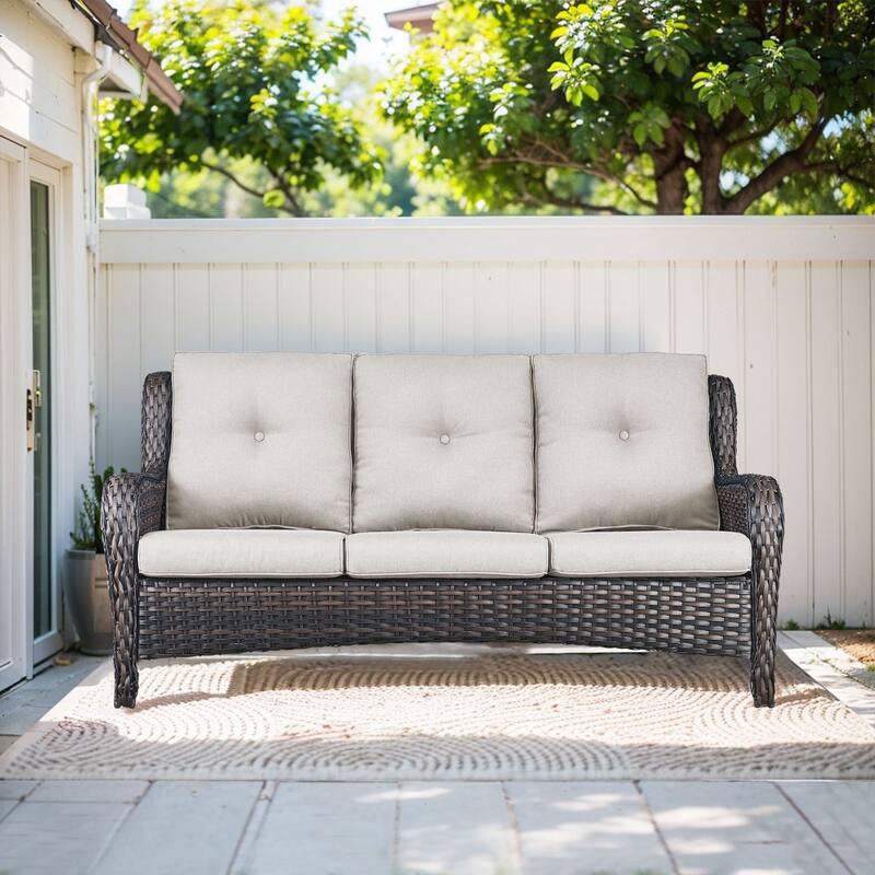 Outdoor Sofa Chair with Coffee Table and Ottoman
