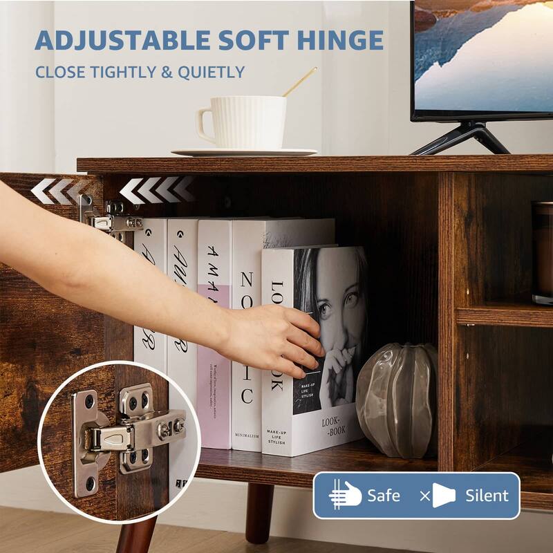 Rossetta Modern Simple Design Panel TV Cabinet with Adjustble Shelf and Table Legs, up to 55 and 60 Inchs