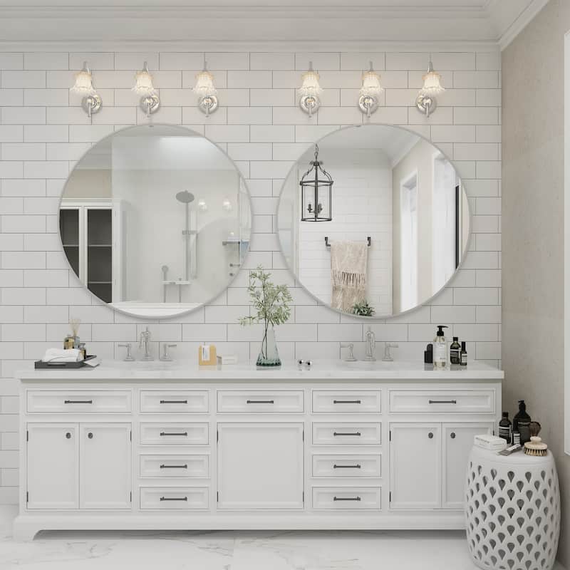 KIOTEE Full Length Round Aluminum Alloy Framed French Cleat Mounted Wall Decor Bathroom Vanity Mirror with 5-Year Warranty