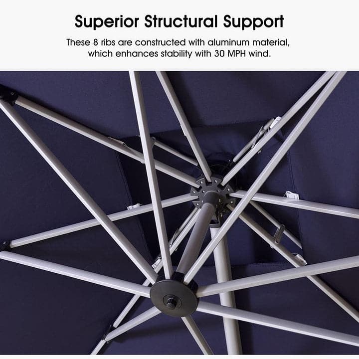 PURPLE LEAF 10ft Square 360 Degree Rotation Patio Offset Umbrella