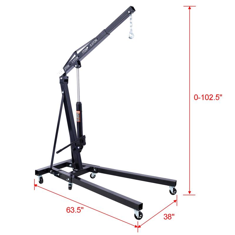 2 Ton Folding Engine Hoist Cherry Picker Shop Crane Hoist Lift