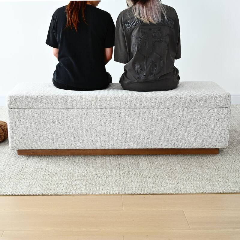 Modern 60" Chenille Weave Upholstered Storage Bench