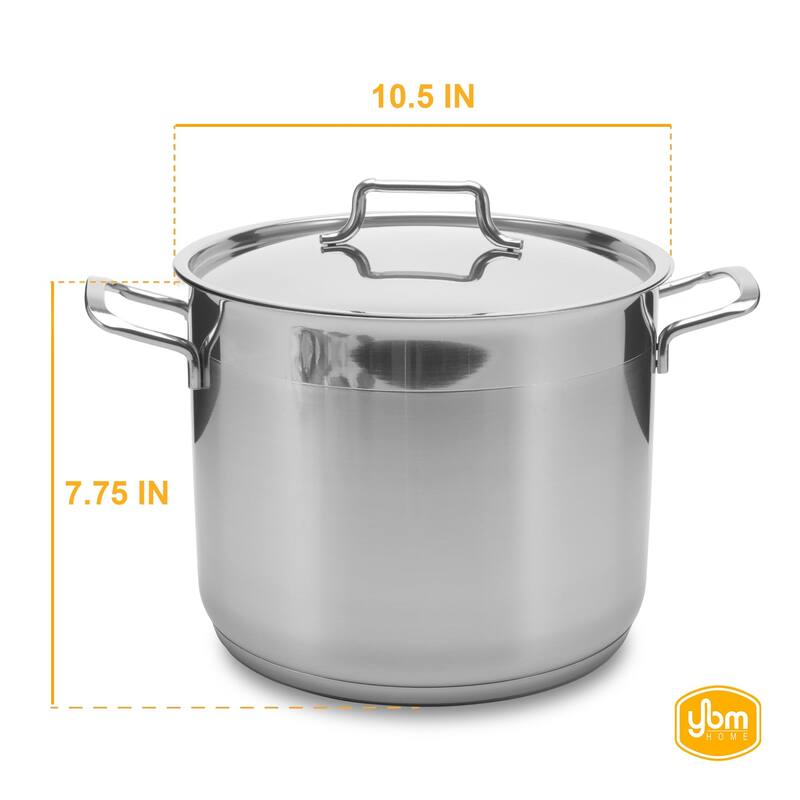 Hascevher Classic 18/10 Stainless Steel StockPot Covered Cookware Induction Compatible Oven Safe 9 Quart