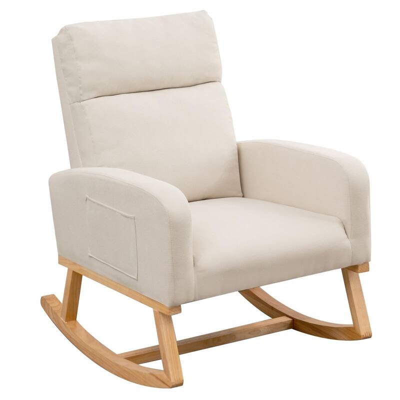 HOMYKA 28" Wide Rocking Chair for Nursery with Solid Wood Leg Set of 2 - Beige