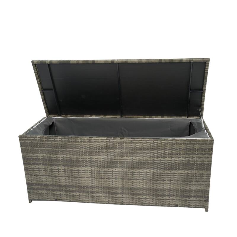 Outdoor Storage Box, 113 Gallon Wicker Patio Deck Boxes with Lid, Outdoor Cushion Storage for Kids Toys, Pillows