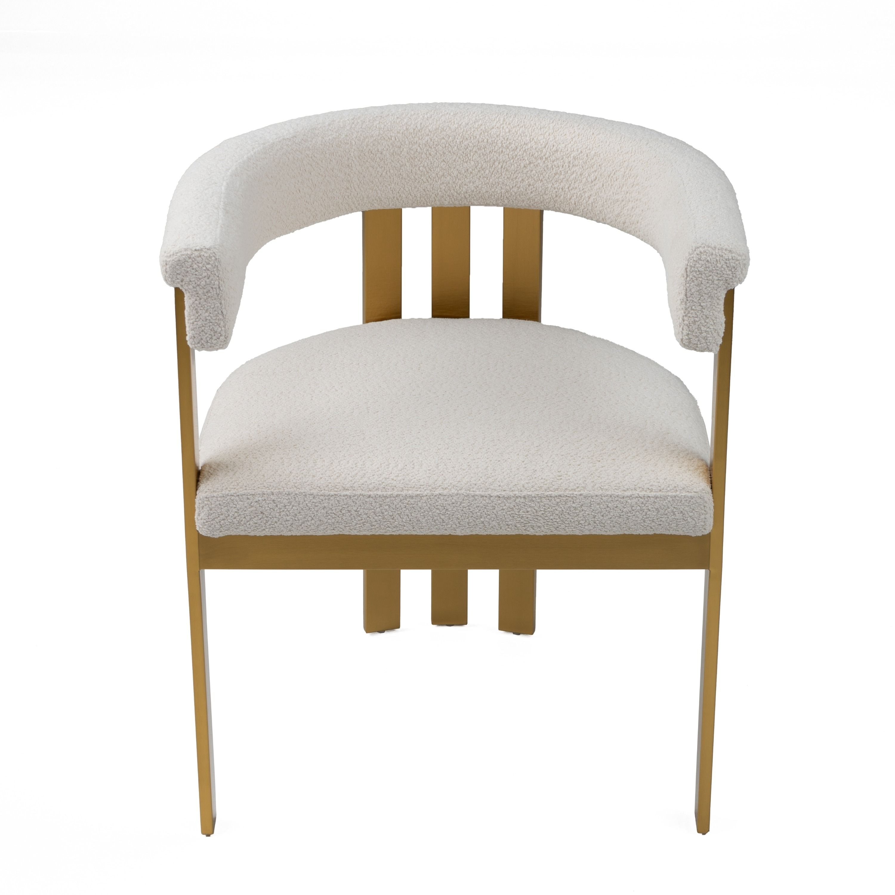 Modrest Pontiac Beige Sherpa & Gold Dining Chair