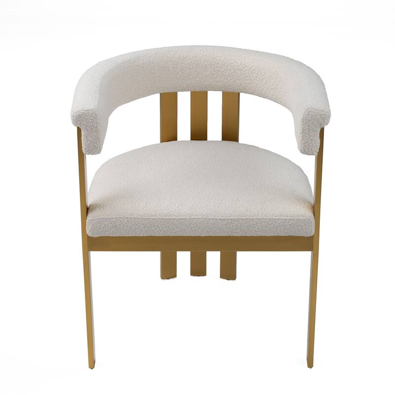 Modrest Pontiac Modern Beige Sherpa & Gold Dining Chair