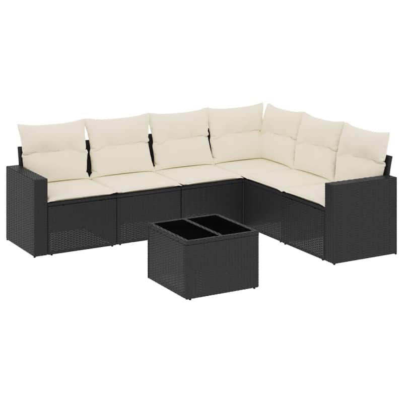 vidaXL Garden Sofa Set 7 Piece with Cushions Outdoor Sofa Set Poly Rattan
