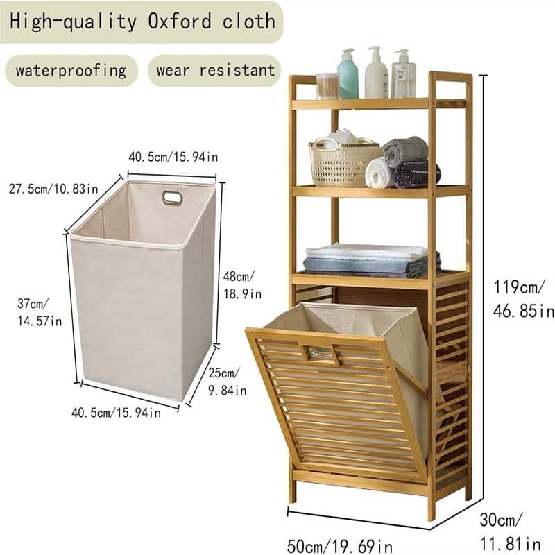 Laundry Hamper with 2 Tier Shelves