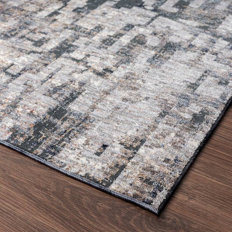 Greys/Coal Abstract Area Rug