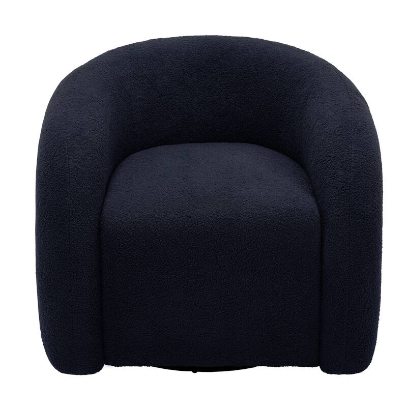 Set of 2 Boucle Upholstered Swivel Accent Barrel Chairs