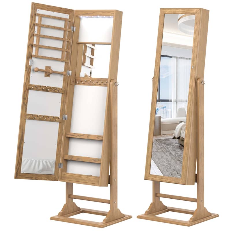 Costway Jewelry Cabinet Full-Length Mirror Lockable Jewelry Armoire - See Details