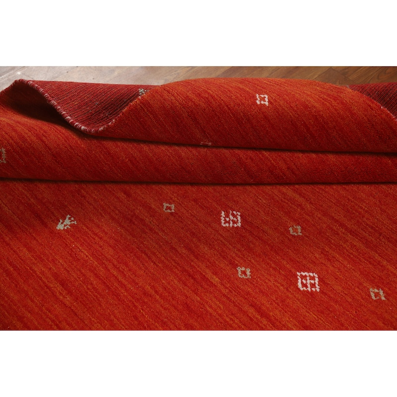 Orange Gabbeh Indian Rug Handmade Modern Wool Carpet - 4'7" x 6'5"