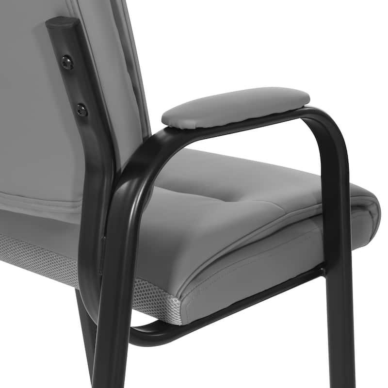 Guest Chair in Faux Leather and Black Finish Frame