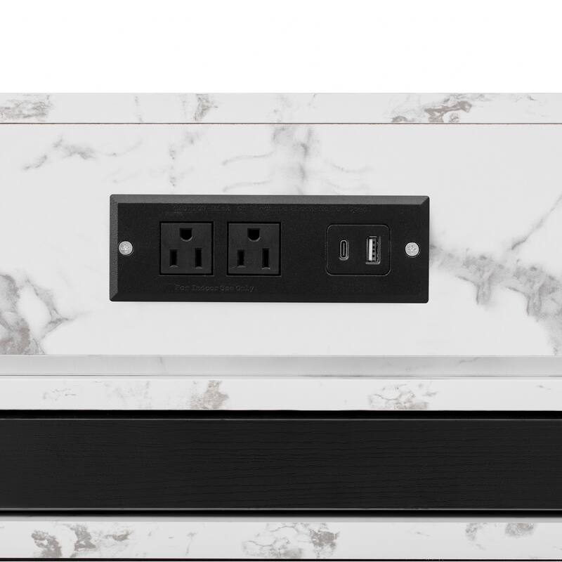 Extendable Kitchen Island Dining Table with Power Outlet, Rolling Sideboard with Folding Tabletop & Drawers