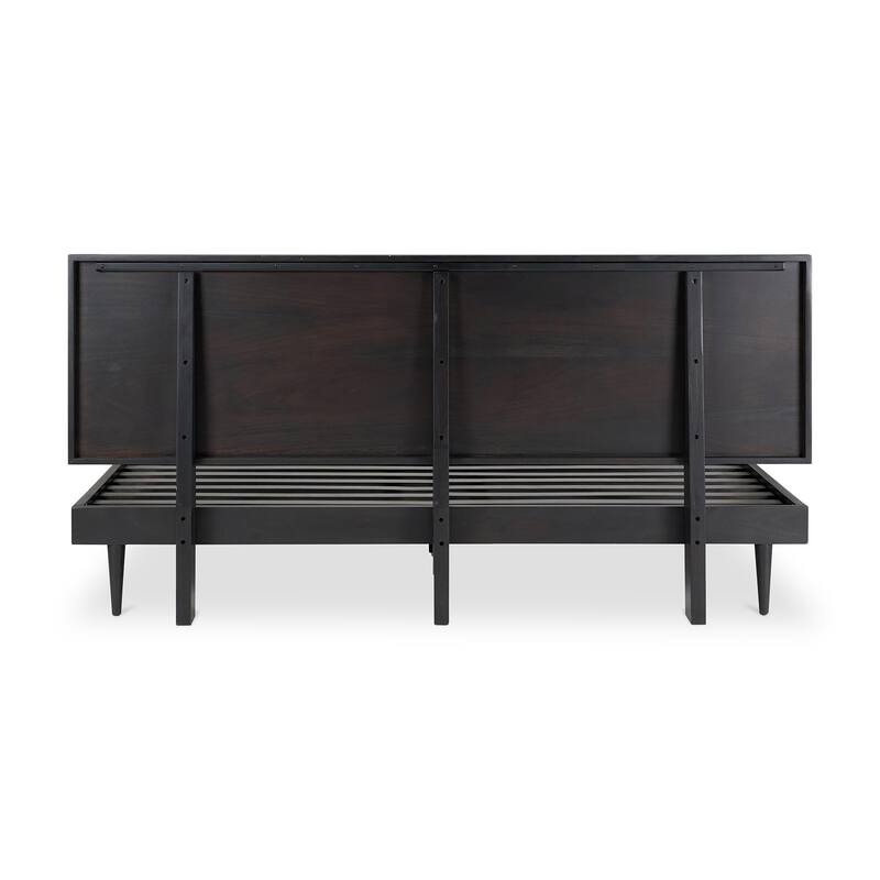 NADAAL STUDIOS Lennon, Queen Bed with Carved Headboard, Walnut