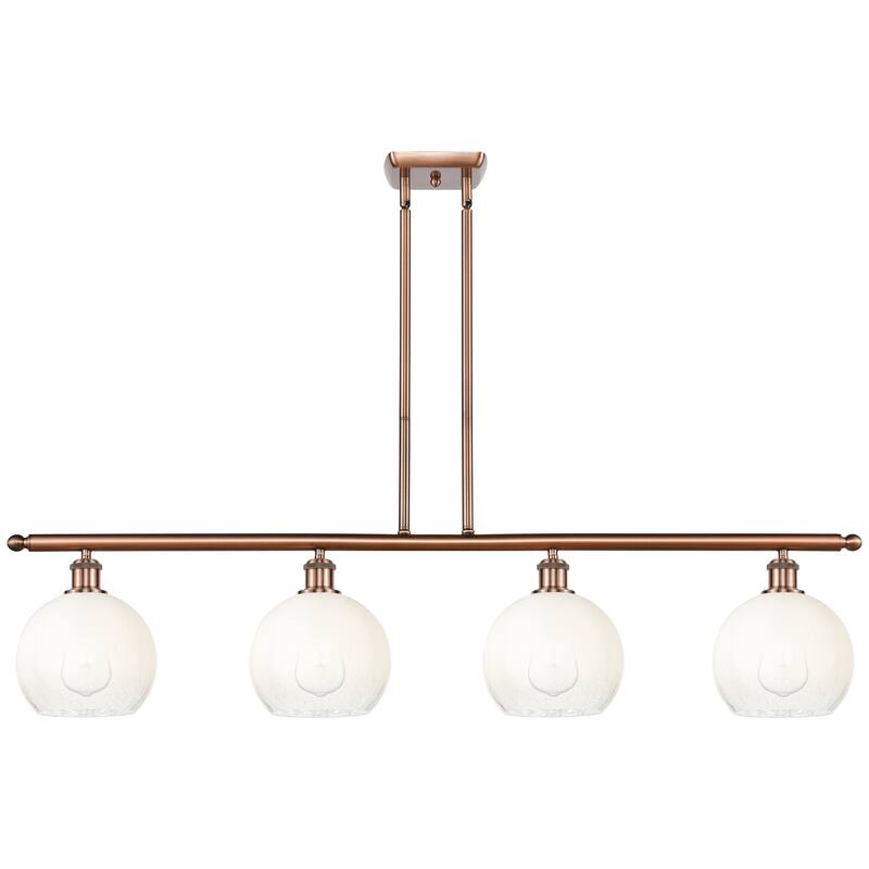 Innovations Lighting Endless Possibilities Ballston - Brookhaven Globe - 4 Light 48" Stem Hung Island Light - Antique Copper/Opal