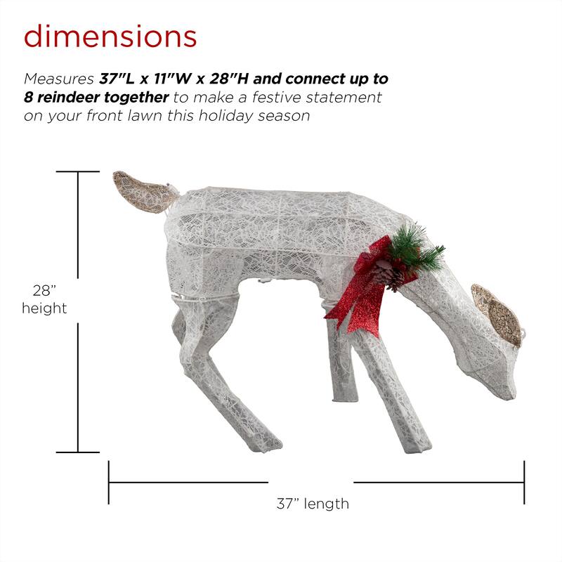 Alpine Corporation Mesh Holiday Reindeer Lawn Decoration with Cool White Lights