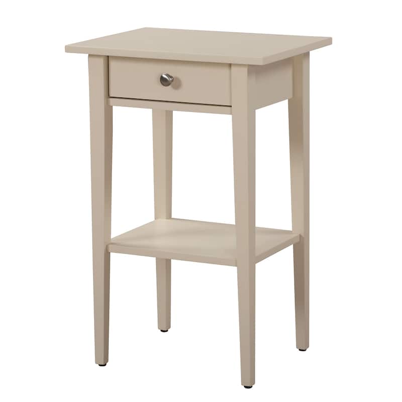 Beige Nightstand 28x18x14 Neutral Compact Bedside Table with Modern Finish, Sleek Lines and Convenient Storage Drawer