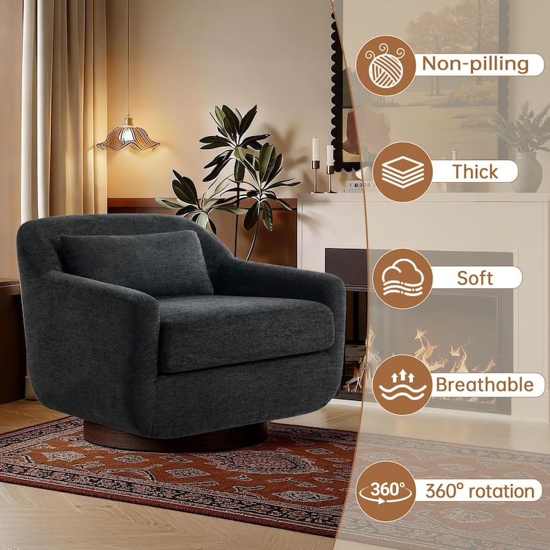 Modern Chenille Swivel Accent Chairs With Pillow
