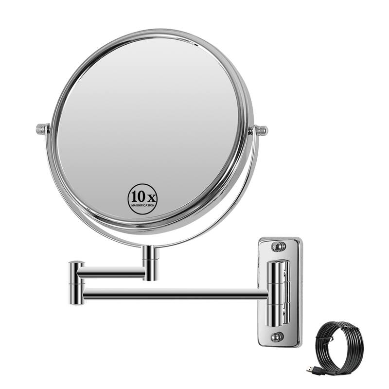 Makeup Mirror 10x Magnification Double-Sided Swivel Mirror Wall Mount