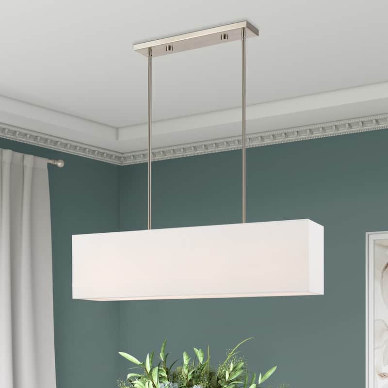Livex Lighting 4-light Brushed Nickel Indoor Chandelier, 41155-91 - 36" L X 8.5" W X 11.5" - 47.5" ADJ H