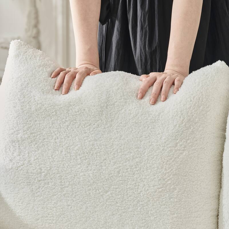 91.7" Modern Teddy Sectional Sofa with Storage Console, USB Ports & Cup Holders, Upholstered L-Shaped Couch with Chaise Lounges