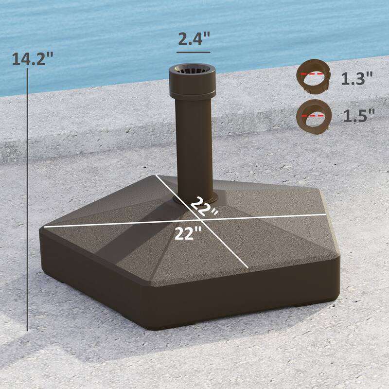 Outdoor Umbrella Base HDPE Patio Parasol Stand Fillable with Sand or Water - 22" L x 22" W x 14.2" H