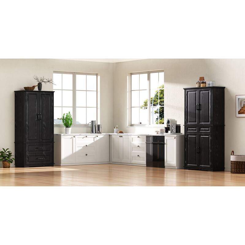 Roomfitters 71" Tall Kitchen Pantry Cabinet with 3 Pull-Out Organizers & 6 Door Shelves