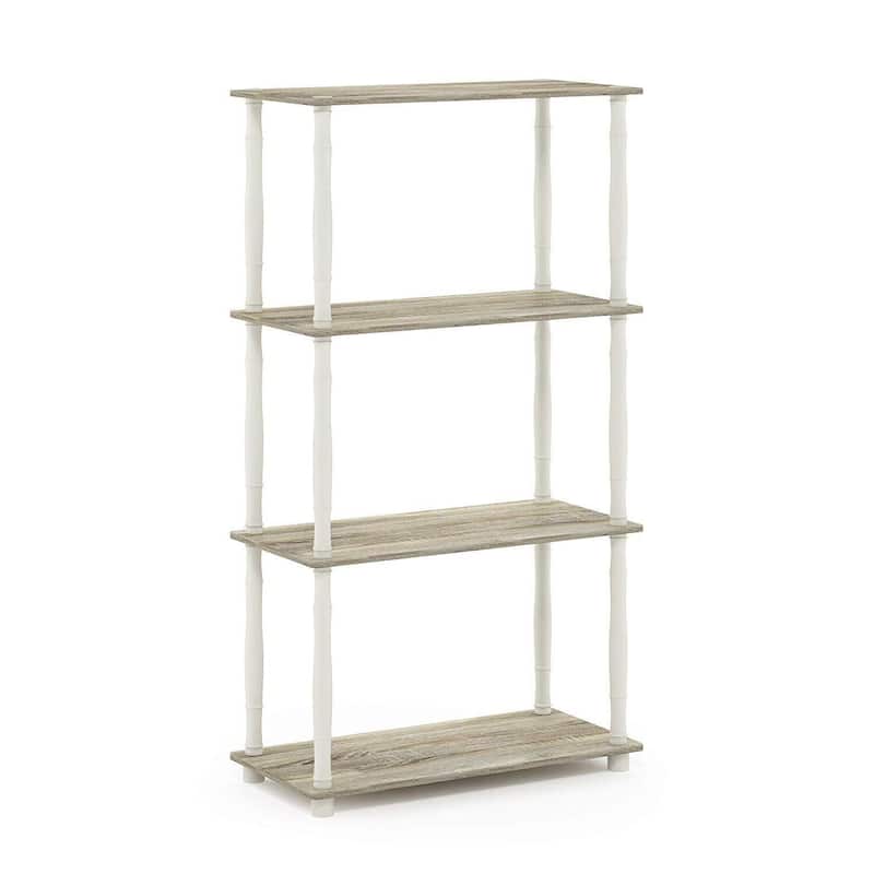 4 Tiers Wood Household Shelving Unit in Oak/White (23.6 in. W x 43.25 in. H x 11.6 in. D) - 23.6
