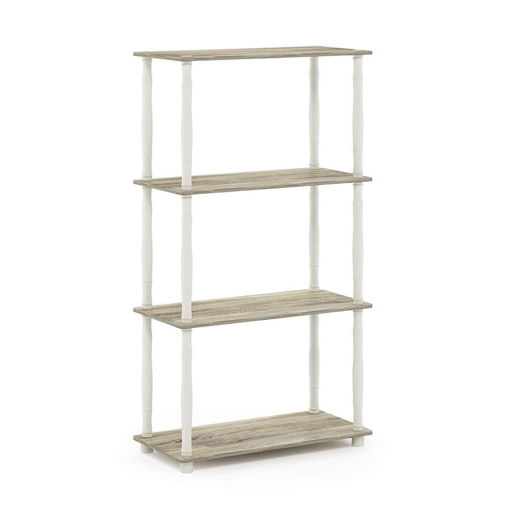 4 Tiers Wood Household Shelving Unit in Oak/White (23.6 in. W x 43.25 in. H x 11.6 in. D) - 23.6