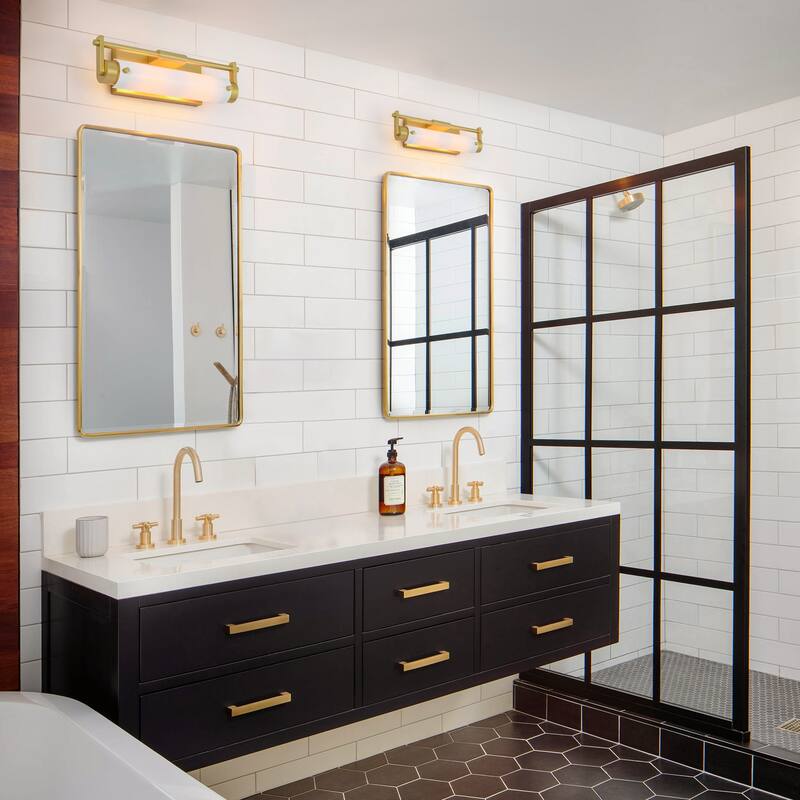 2-Light Modern Transitional Gold Acrylic Vanity Wall Sconce for Bathroom & Bedroom - 1 Light