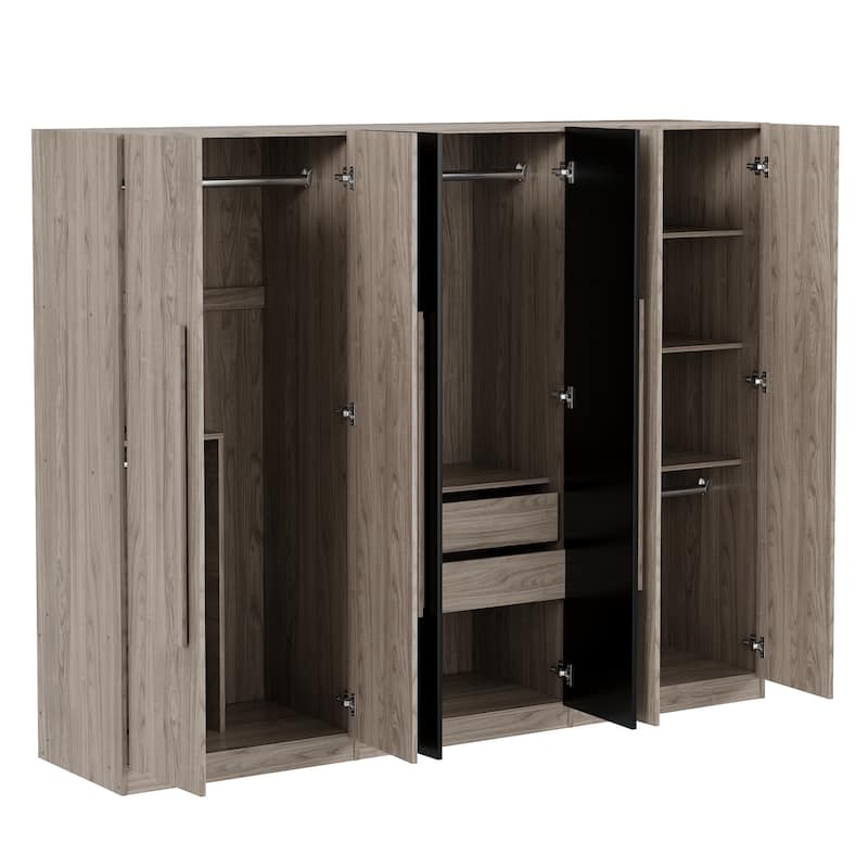 6-Doors Wooden Wardrobe Storage for Bedroom