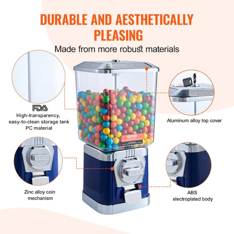 VEVOR Gumball Machine for Kids Home Candy Vending Machine PC Gumball Dispenser Bubble Gum Machine for Game Stores