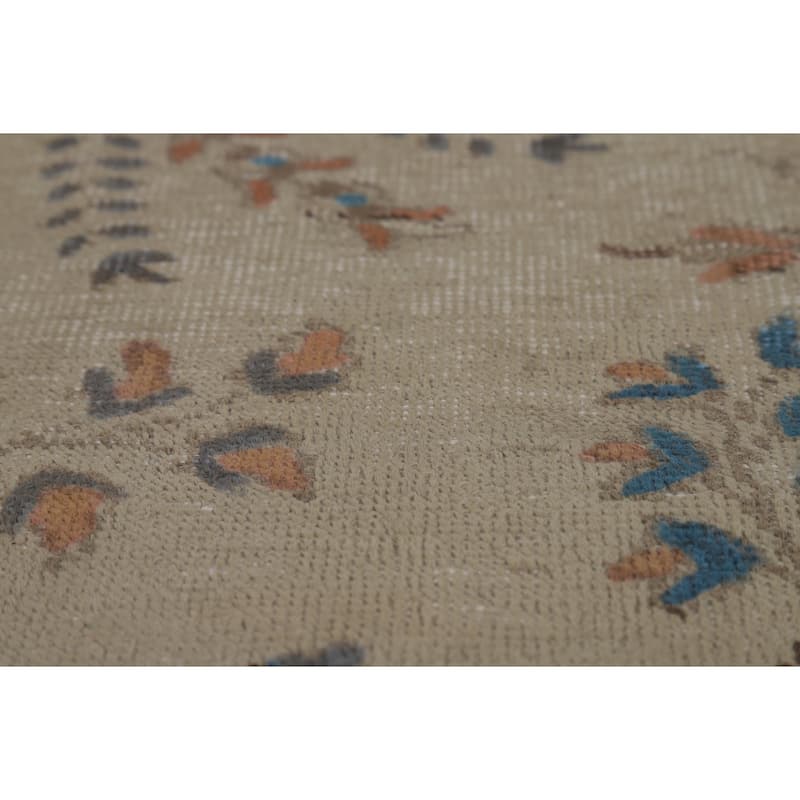 Hand Knotted Oriental 100% Wool Carpet Traditional Floral Beige & Ivories Tabriz Area Rug - 11' 0'' X 8' 2''