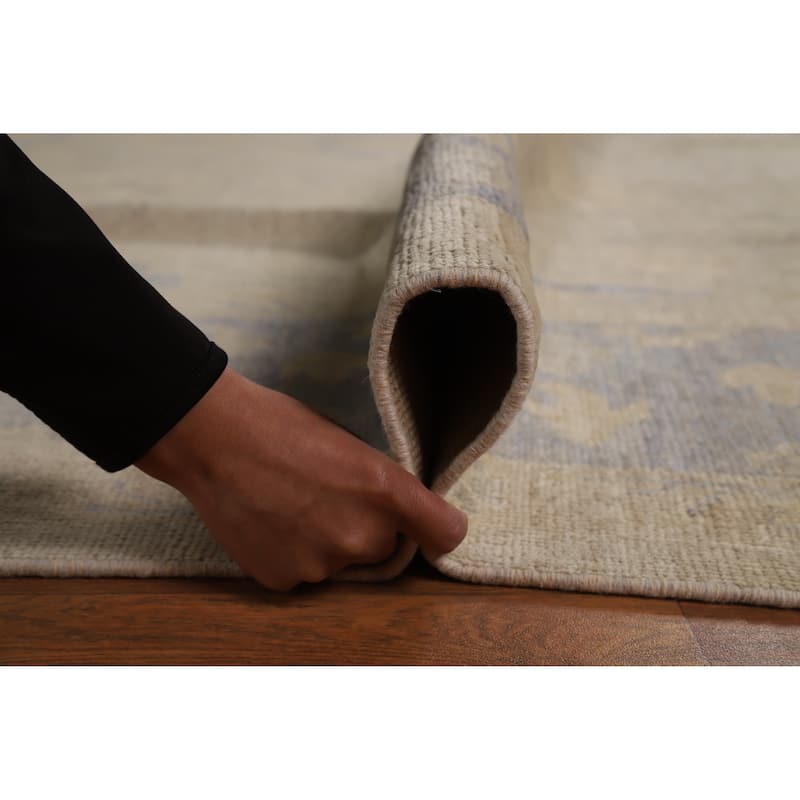 Hand Knotted Oriental 100% Wool Carpet Transitional All-Over Beige & Ivories Oushak Area Rug - 12' 4'' X 9' 2''