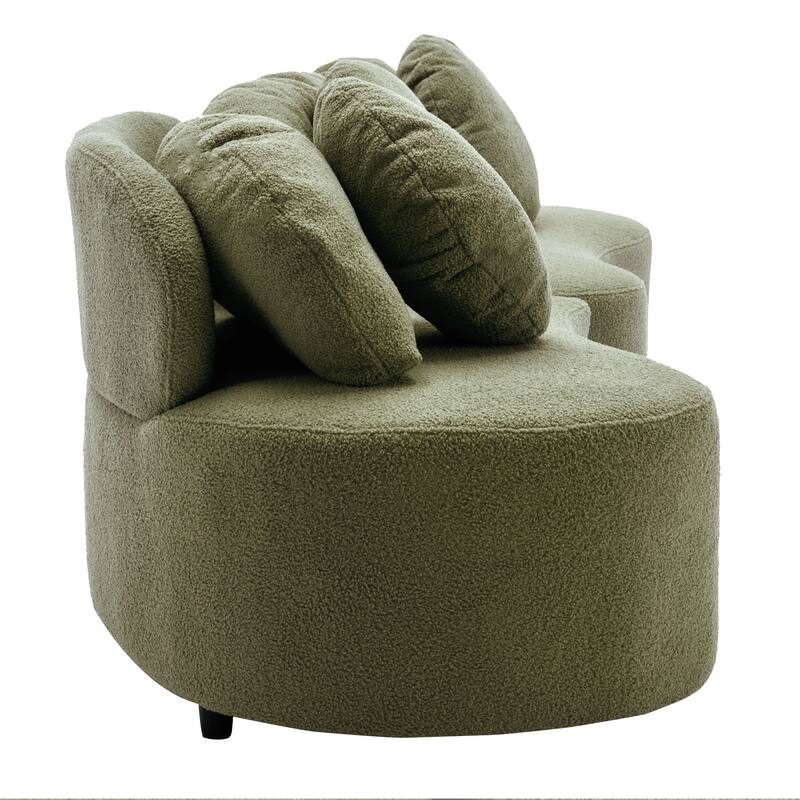 103.5" Lamb Velvet Armless Sectional Sofa with 6 Pillows