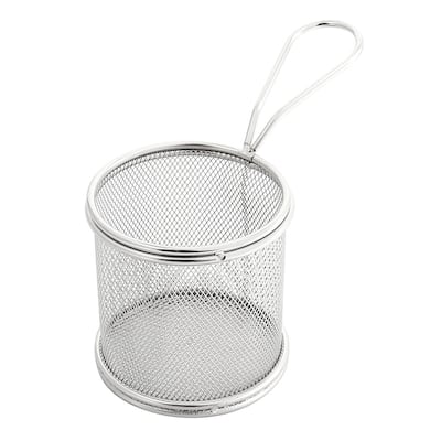 Stainless Steel Cylinder French Fries Oil Sieve Strainers Fry Basket Frame - Silver Tone