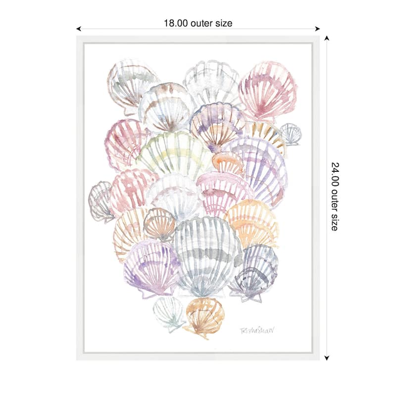 Kate and Laurel Sylvie Pale Pastel Shells Framed Canvas by Patricia Shaw