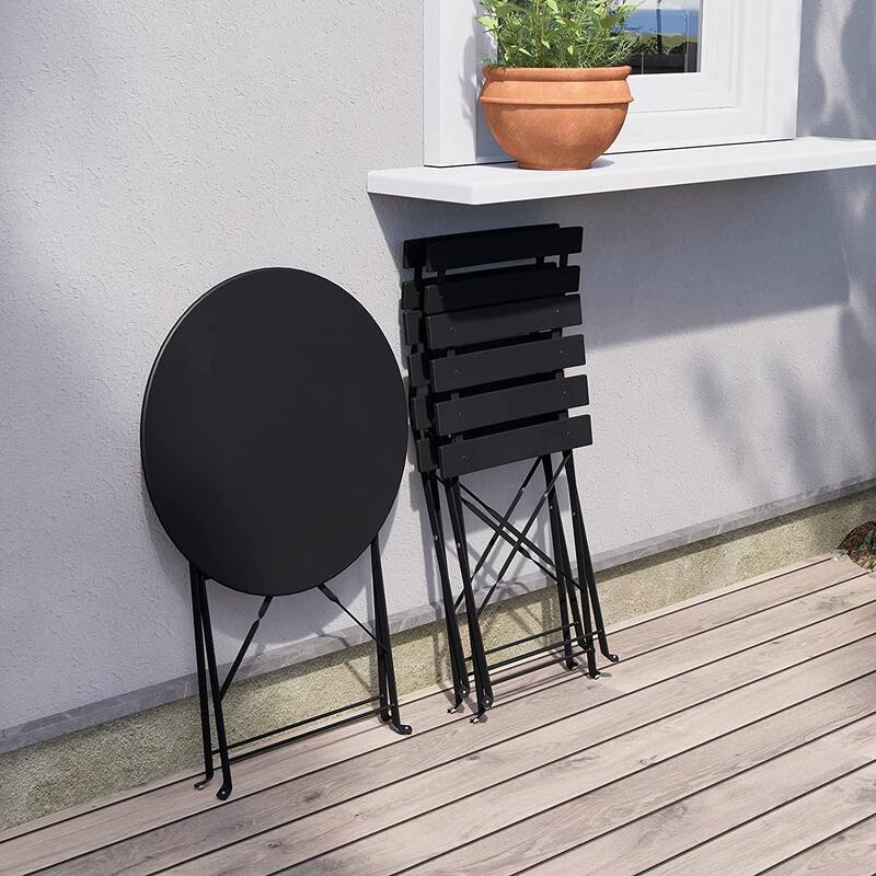 3-Piece Bistro Set Folding Outdoor Furniture Sets with Premium Steel Frame Portable Design for Bistro & Balcony