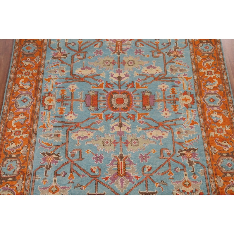 Blue Heriz Serapi Indian Area Rug Hand-Knotted Traditional Wool Carpet - 8'10" x 11'9"